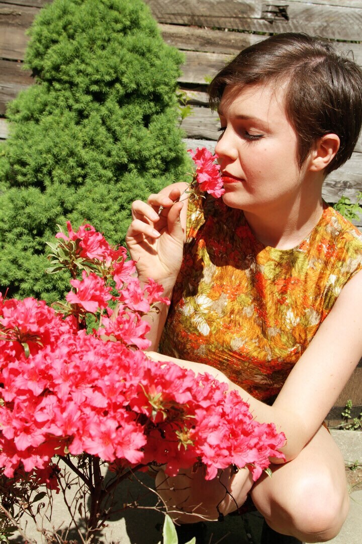 Vintage Handmade Silk Orange Floral Dress Etsy