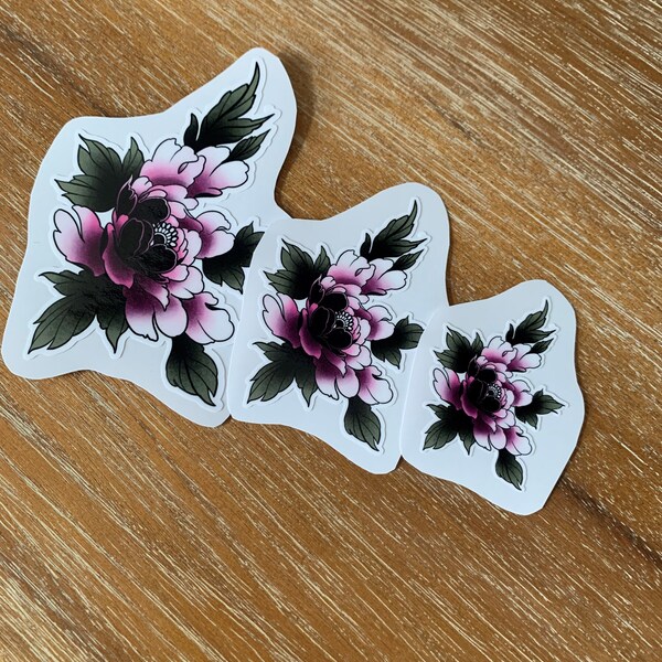 Autocollant pivoine / Peonie / Autocollant stickers vinyle / fleur japonaise / rose