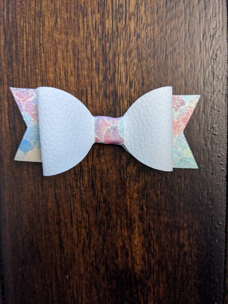 Toddler girls Birthday Hair Bow Mermaid faux leather bow Baby girls Gift. Summer bow