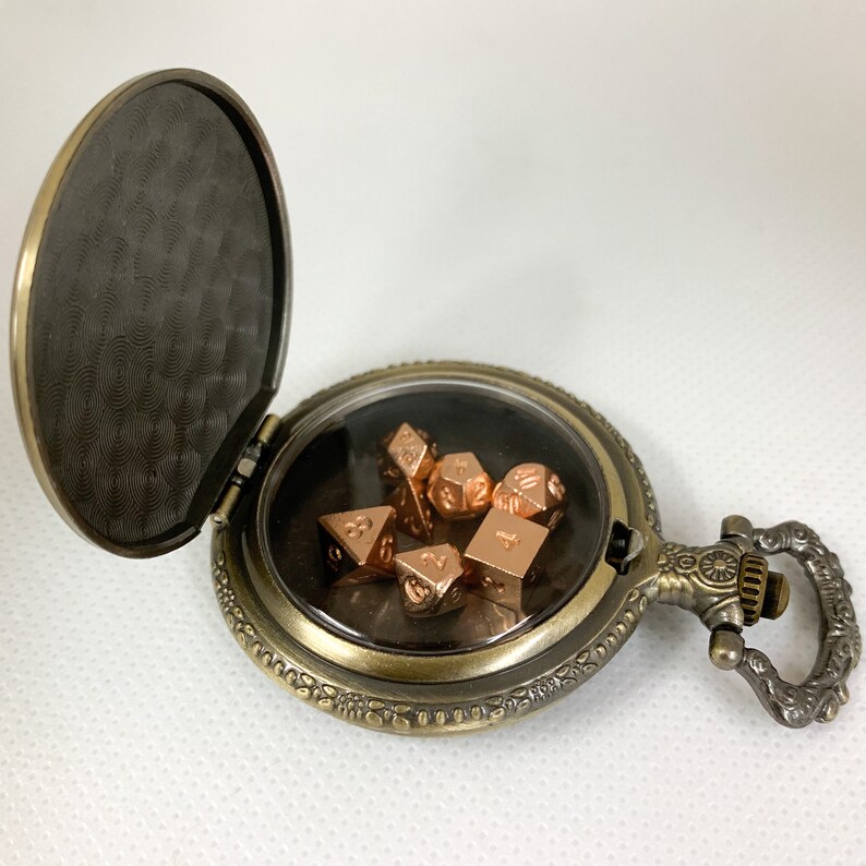 Dnd Dice Gold Steampunk Style Pocket Watch Shell With 7die Etsy
