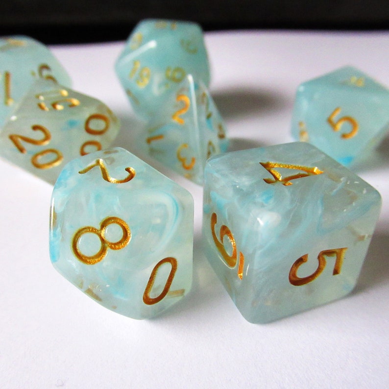 Lake Mist D/&D Dungeons and Dragons Dice Set DnD Pathfinder RPG Polyhedral Dice