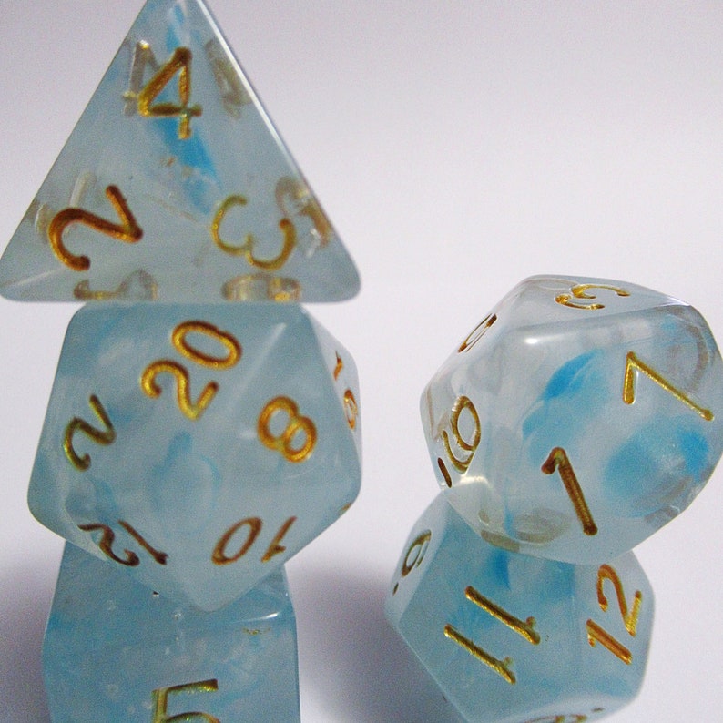Lake Mist D/&D Dungeons and Dragons Dice Set DnD Pathfinder RPG Polyhedral Dice