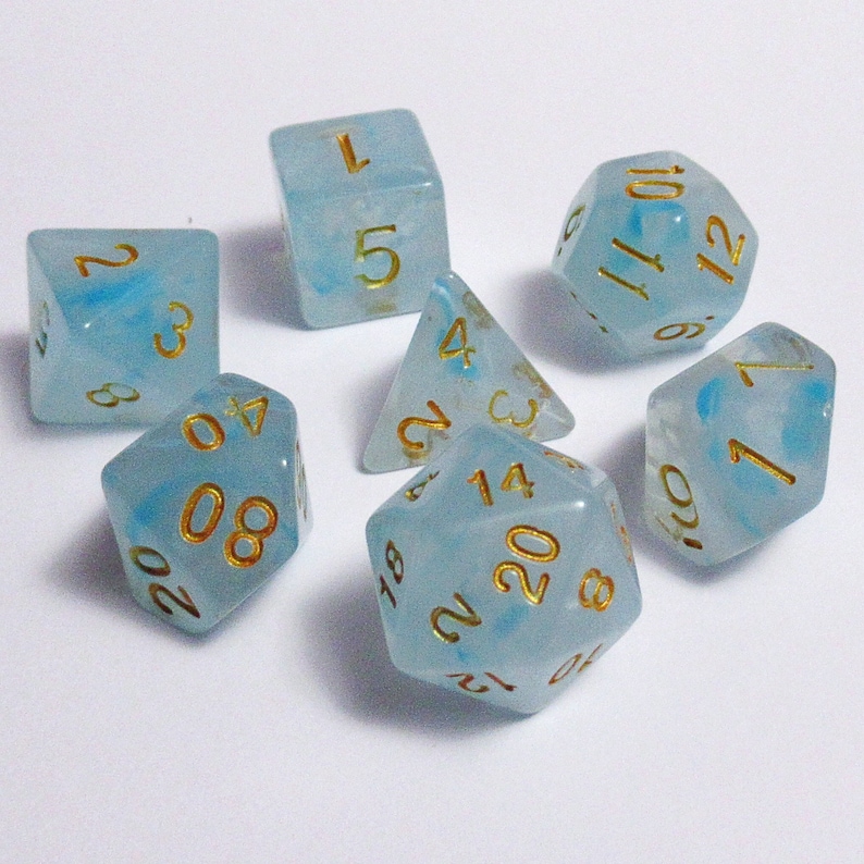 Lake Mist D/&D Dungeons and Dragons Dice Set DnD Pathfinder RPG Polyhedral Dice