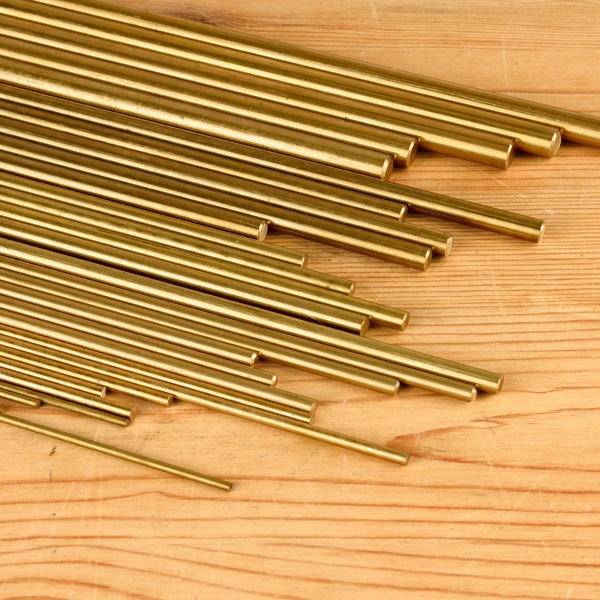 5 Packs of Brass Rods -- Various Diameters, 12" Long