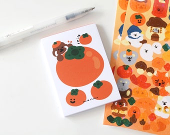 Rice Cake Puppy with Persimmon Notepad | 50 Sheets Non Sticky Notes, Memo Pads, Paper Notepads, Puppy Memo, Dog Memo, Fruit Memo, Cute Memo