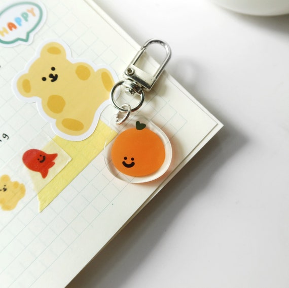Tangerine cute keychain | Fall keychain, clear acrylic charm, best friend gift, AirPods keychain, kawaii keyring, Lunar New Year