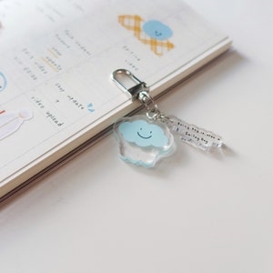 Smile Rainy Keychain | Cute Charm Accessory, AirPods Keychain, Kawaii Keychain, Cute Keyring, Cloud Keychain, Positive Font Keychain