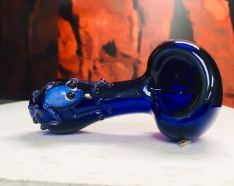 Collectible 4” Tobacco Smoking Glass Pipe Beautiful Smoking Bowl Blue 