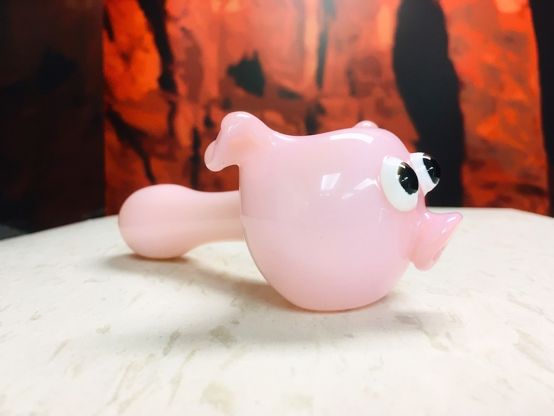 Clear & Pink Glass Pig Ornament in Gift Box