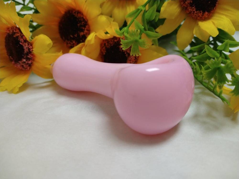 Milky Pink Glass Handmade TOBACCO Smoking Hand Pipe