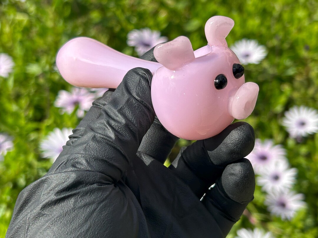 Clear & Pink Glass Pig Ornament in Gift Box • Decoration • Ornament