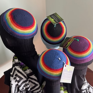 Bluejean colored LBGT pride kippah