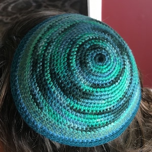 Blue & Green Variegated Kippot Variegated Green