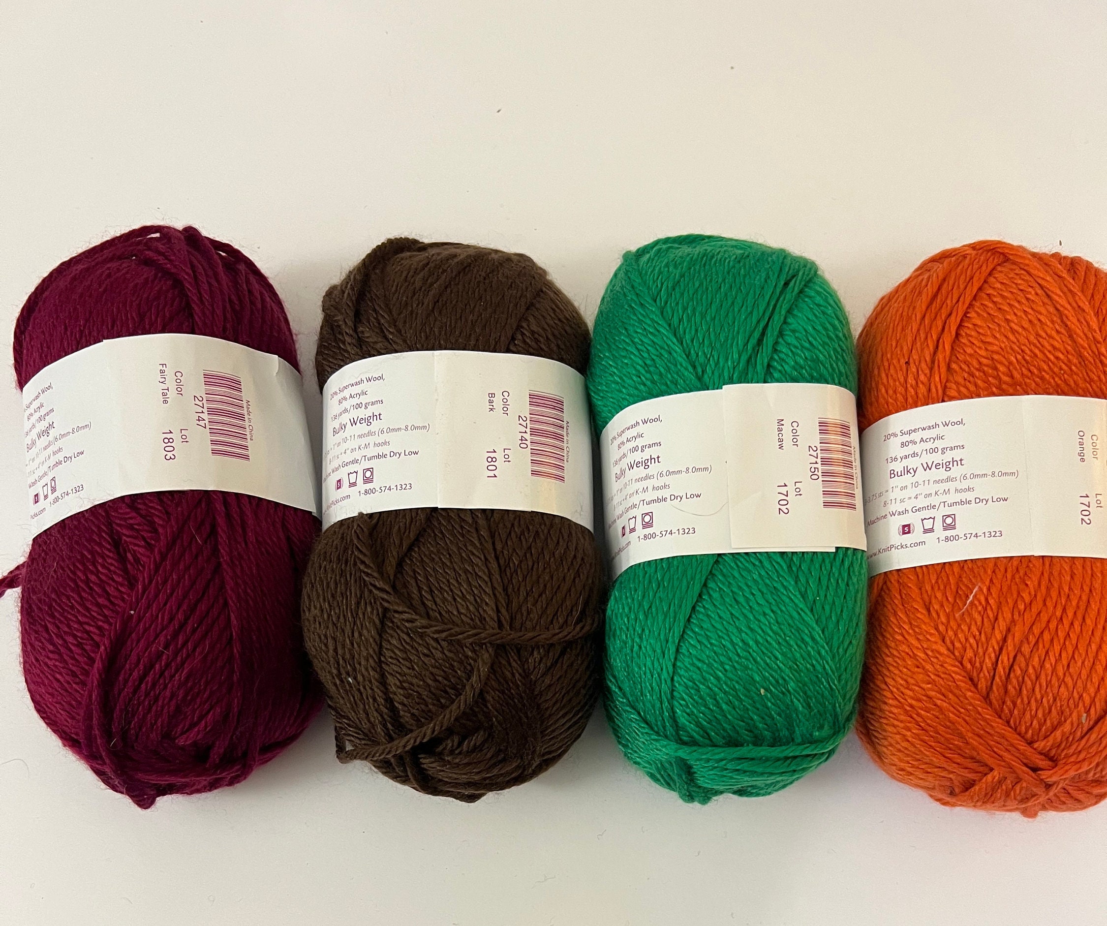 Knitpicks Wool of the Andes Burgundy Green Peruvian Highland Yarn Lot 2  Skeins