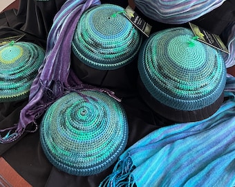 Blue & Green Variegated Kippot