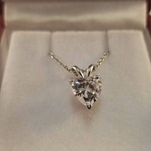 CZ Heart Shaped Solitaire Necklace in 14kt White Gold. 18&quot;
