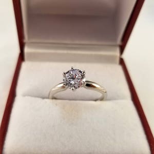 Solitaire Ring 14k Solid White Gold Cubic Zirconia