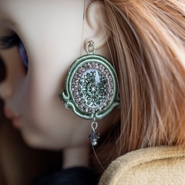 Soutache earrings for Blythe doll