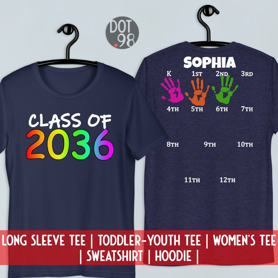 Class of 2036 Shirt Hand Print Space Graduation 2036 Tshirt - Etsy