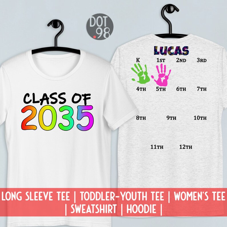 Class of 2035 Shirt Hand Print Space Graduation 2035 Tshirt Etsy