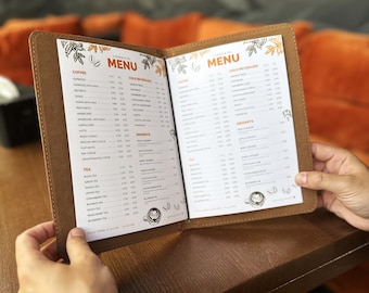 Leather Menu Cover, Restaurant Menu Cover, Cafe Bar Menu Covers, Menu Book, Custom Menu Holder, Menu Cover Design, Menu Folder, Menu Folio