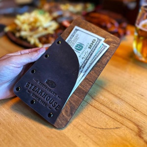 Wooden Bill Holder, Check Holder for restaurant, Unique Check Presenter, Guest Check Holder, Check Presenter Tray, Bar Cafe Bill Presenter