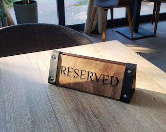 Tabletop Signs, Wooden Reserved Signs, Restaurant Reserved Table Signs, Cafe Table Card Holders, Table Number Holders, Wooden Table Numbers