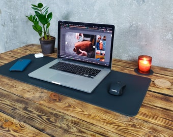 Extended Desk Mat - Custom Leather Mouse Pad - Large Desk Mat with Engraved Letters - Personalized Mouse Pad - Gift for Gamers, Gift for Him