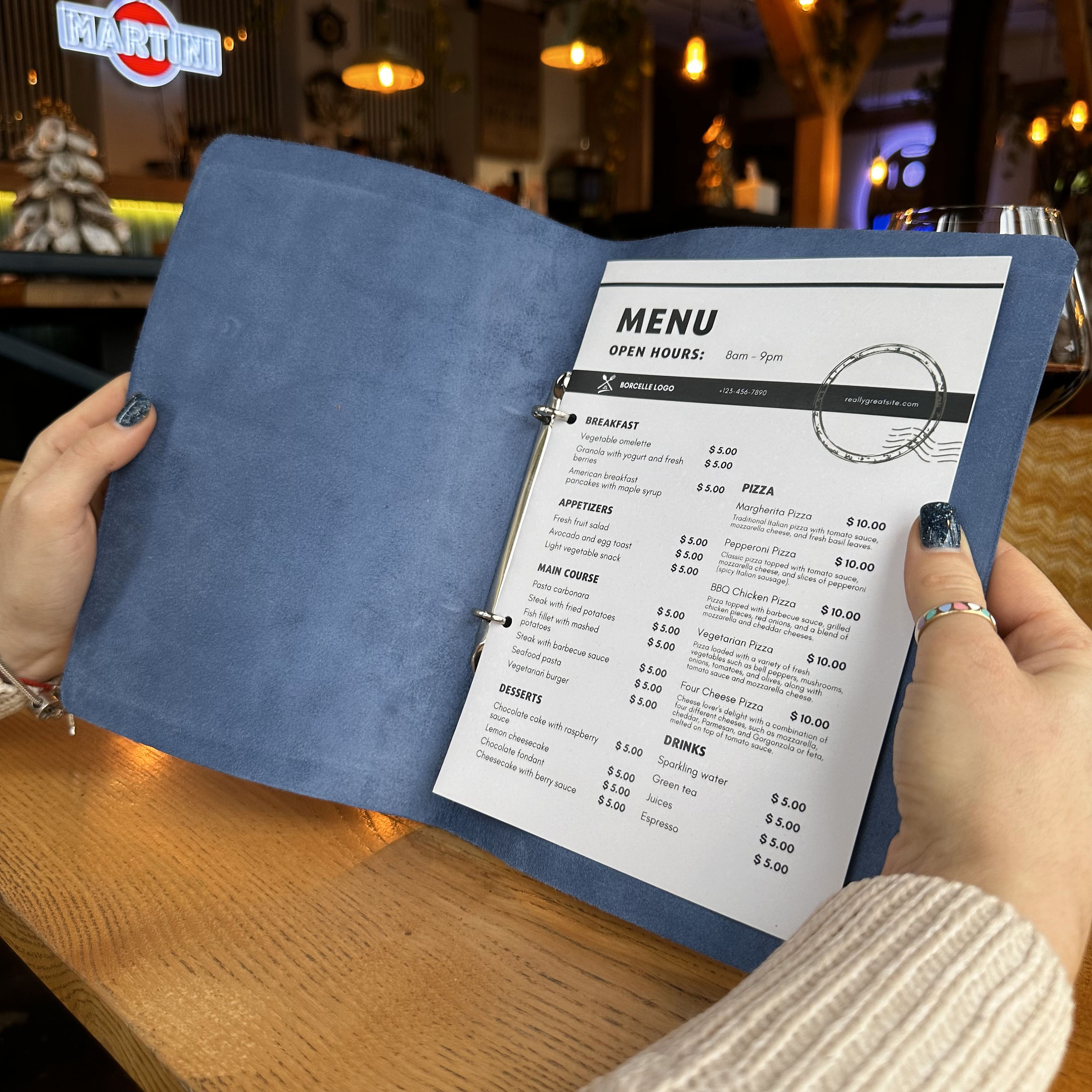 Leather Menu Cover With Binder, Restaurant Menu Cover, Cafe Bar
