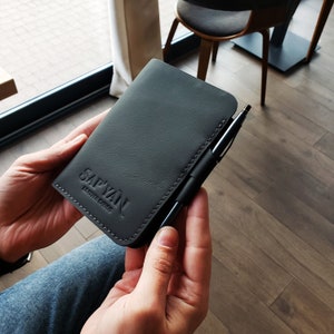 Personalized Leather Receipt Holder, Cafe Bar Check Holder, Guest Check Presenter, Waiter's Notebook, Restaurant Server Book Card Holder