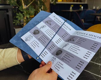 Leather Menu Holder, A4 or 8.5 x 11 Inch, Half Fold, for Cafes and Bars, Specialty Menu Holder, Personalized Menu Book, Drink Menu Design