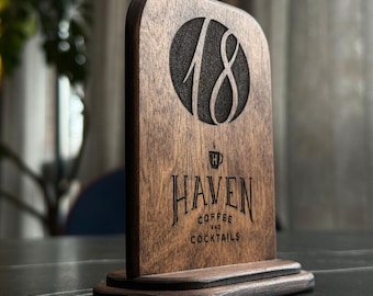 Tabletop Signs, Table Number Signs, Wedding Signs, Cafe Table Card Holders, Table number Cards, Table Number Holders, Wooden Table Numbers