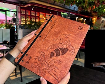 Wooden menu for a restaurant 8.5x11, with engraved logo, Menu Cover, Menu Holders, Rustic Menu, Bar Drink Menu, Menu Book, Custom Menu Cover