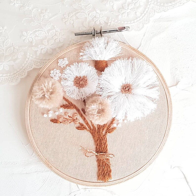 Flower Bouquet Hand Embroidery 3D - Etsy