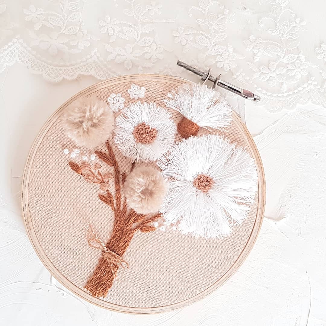 Flower Bouquet Hand Embroidery 3D Etsy