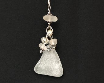 White sea glass pendant, White Sea Glass Necklace, Sea Glass jewelry