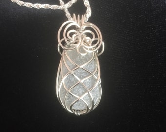 White wire wrapped sea glass necklace, sea glass jewelry, sea glass necklace, beach glass jewelry,