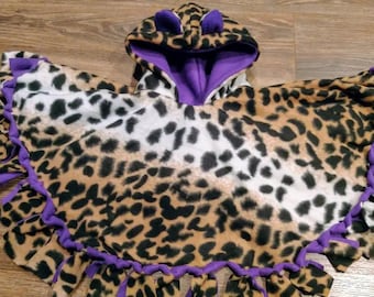 Poncho para asiento de coche, hecho a pedido, unicornios con morado sólido, guepardo con morado, manta para atar