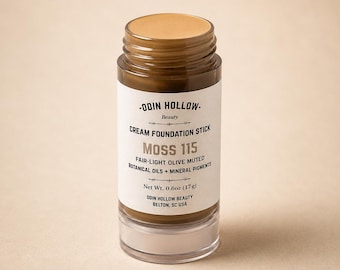 Light Olive Cream Foundation Stick - MOSS 115 | Botanisches + mineralisches Make-up für olivgrüne Untertöne, sauberes Schönheits-Make-up