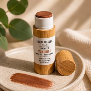 Barra bronceadora botánica natural / Sundrift Clean Beauty en envase de bambú Maquillaje de belleza limpia