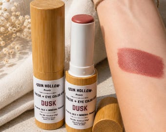Lip + Cheek Multi Stick – Cream Blush & Lip Tint – Muted Plum (Dusk) – Botanical Oil Makeup Botanical Mineral Makeup Clean Beauty Makeup