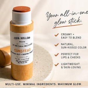 Sunstead Cream Bronzer Stick | Botanical Lip and Cheek Makeup (0.6oz)