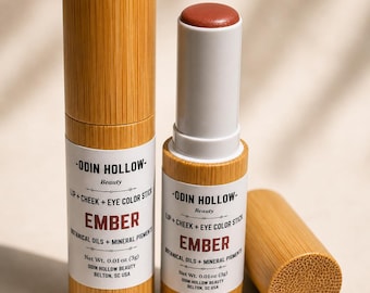 Barra multiusos para labios y mejillas – EMBER / Colorete en crema marrón rosado cálido intenso, tinte, sombra de ojos.