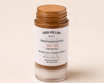 Cream Foundation Stick Oat 120 Light Neutral Botanical Mineral Makeup Clean Beauty Skin Like Foundation Handmade Cream Makeup Clean Beauty