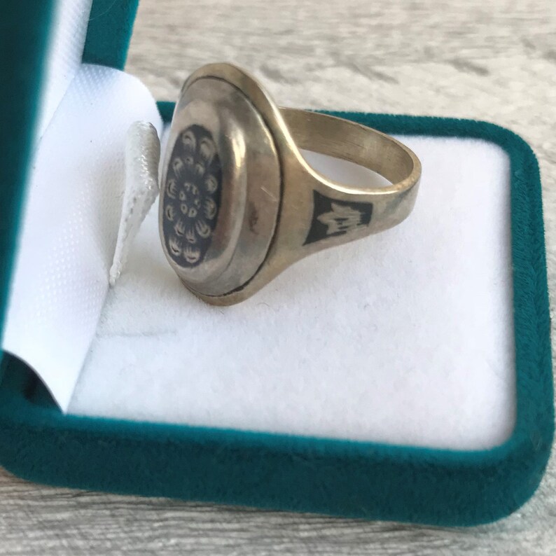 Silver dome ring Ready to ship Vintage niello silver ring
