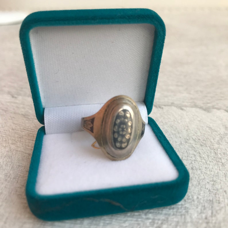 Silver dome ring Ready to ship Vintage niello silver ring