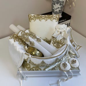 Coffret henna dentelle blanc doré