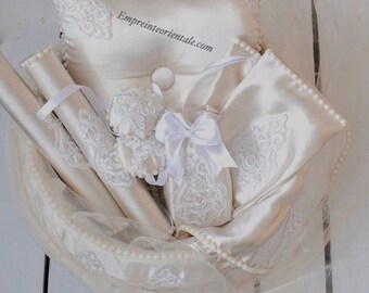 Corbeille henna coffret henné satin beige, panier henna mariage, coffret henné mariage oriental 12 pièces