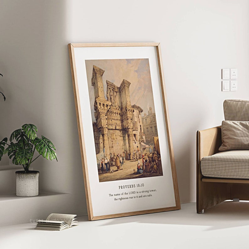 Strong Tower Vintage Bible Verse Art Proverbs 18 10 Wall Art Modern Strong Tower Vintage Bible Verse Art Proverbs 18 10 Wall Art Modern