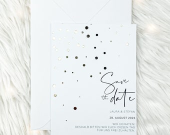 Save the Date Card | Hot Foil Points | personalized wedding stationery